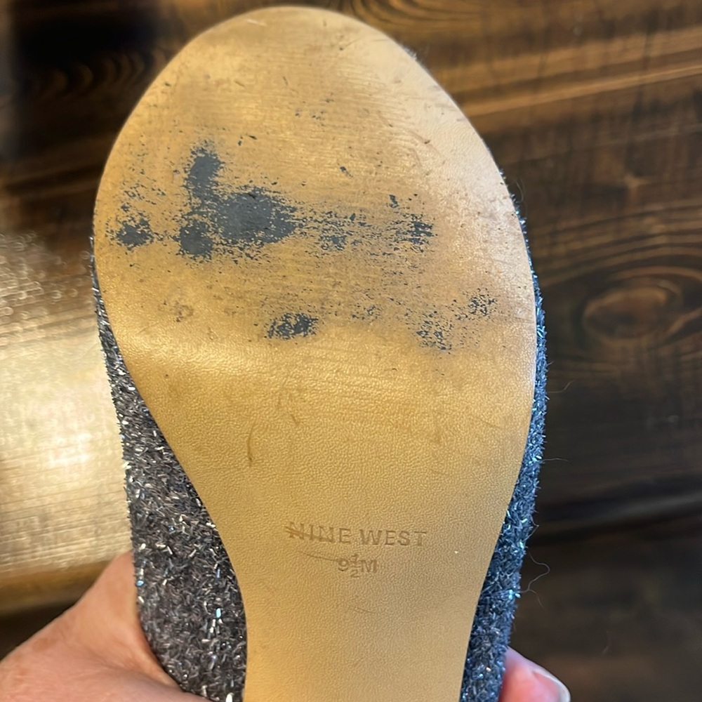 Nine West Silver Sparkle Peep Toe Stilettos - Picture 10 of 10
